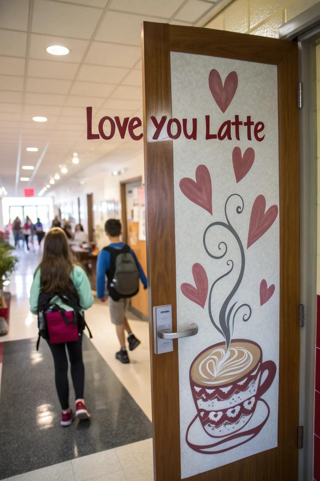 A cozy 'Love You Latte' door that spreads warmth and love.