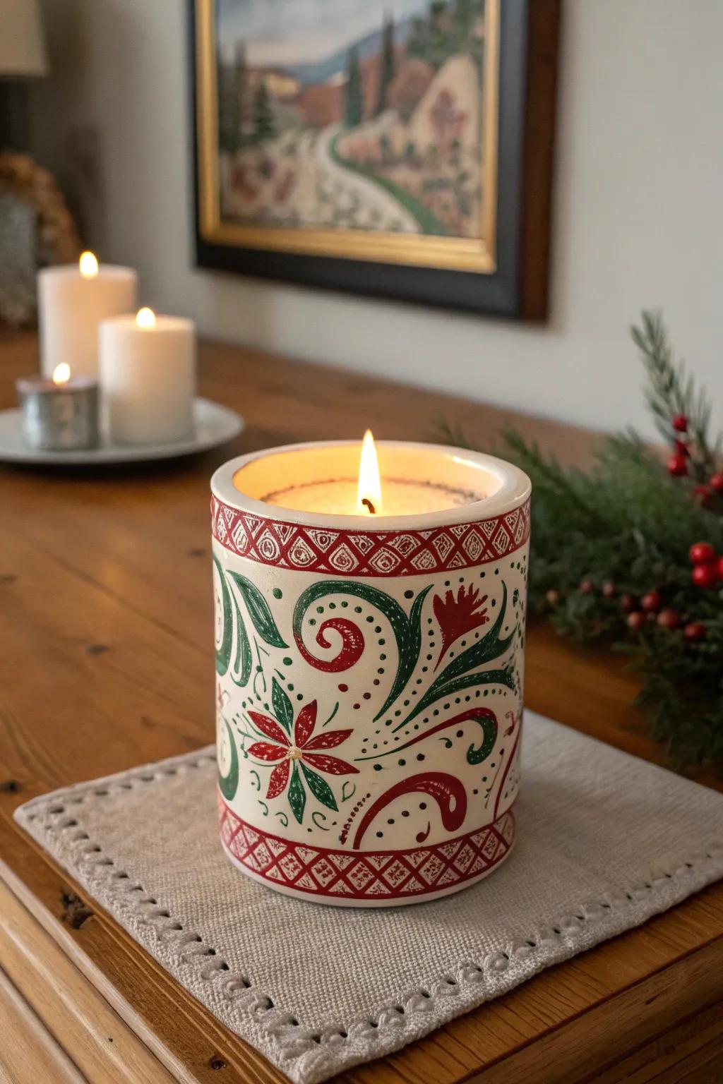 Illuminate your space with the charm of vinyl-decorated candle holders this Christmas season!