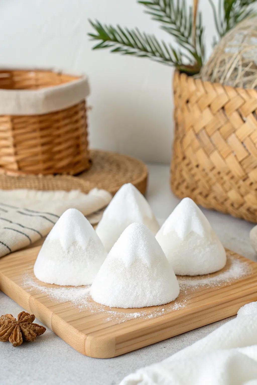 Delight in the whimsical beauty of Soap Fluff Mountains – where simplicity meets playful elegance.