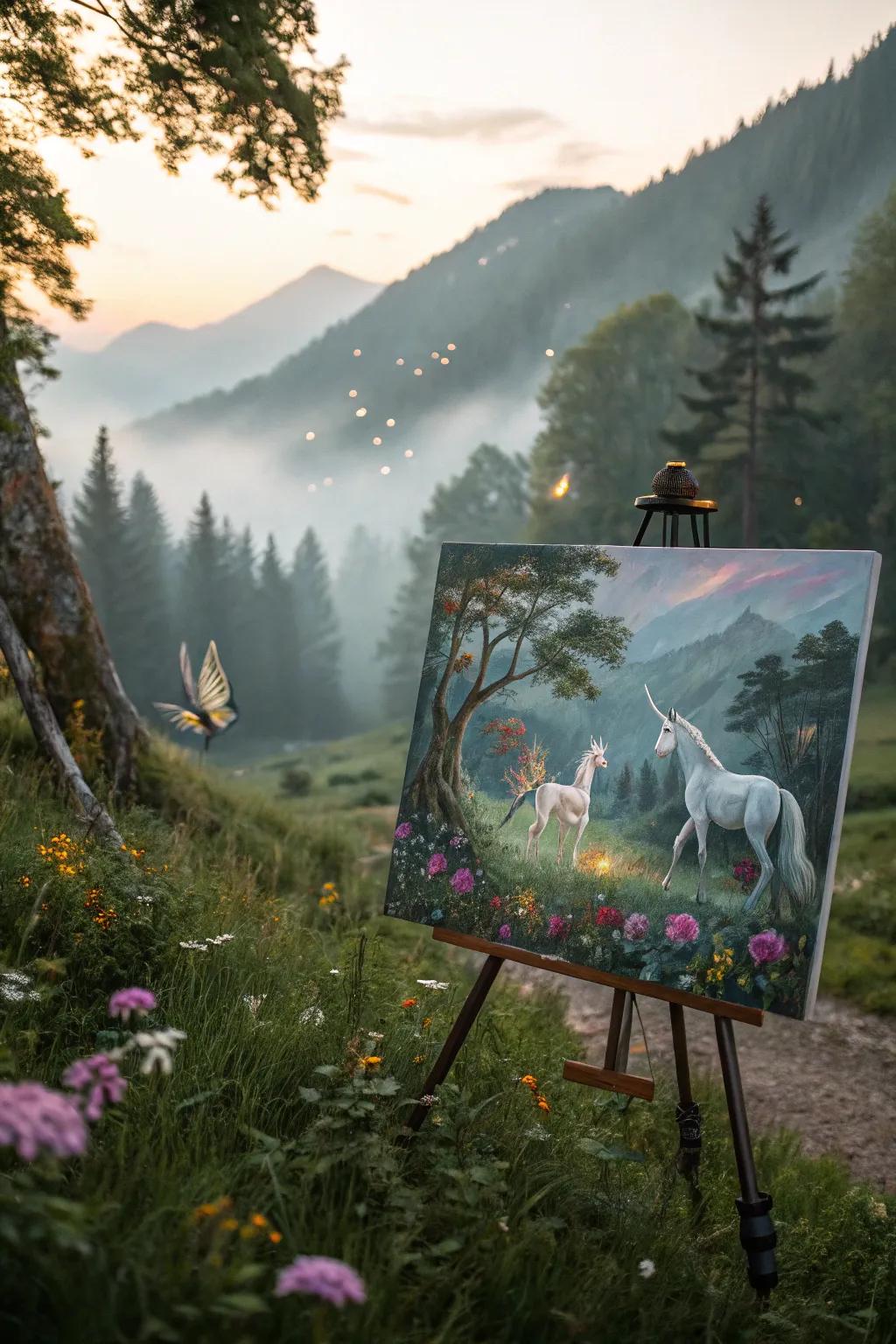 A fairy tale world painted in watercolor.