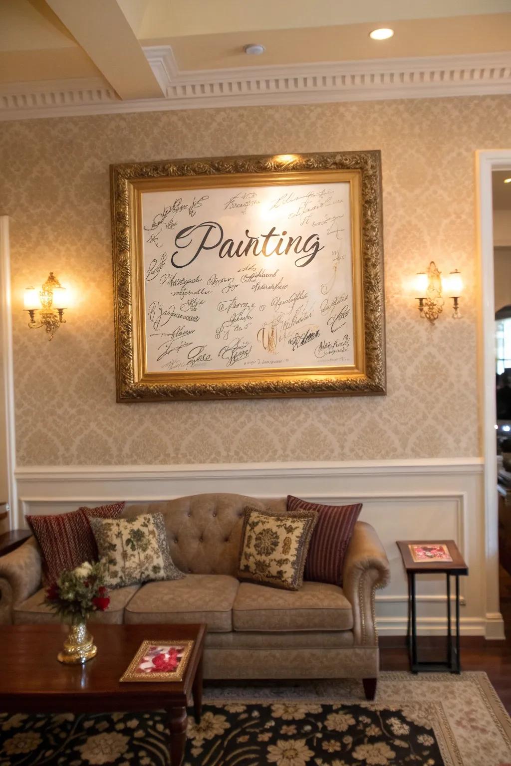 A custom painting offers a unique artistic guest book.