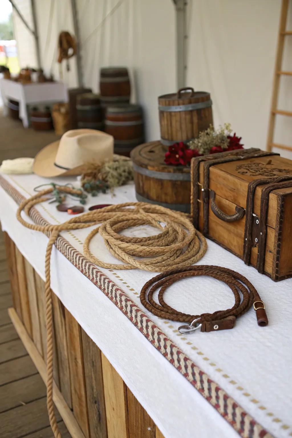 Rope and lasso details adding authenticity to the decor.