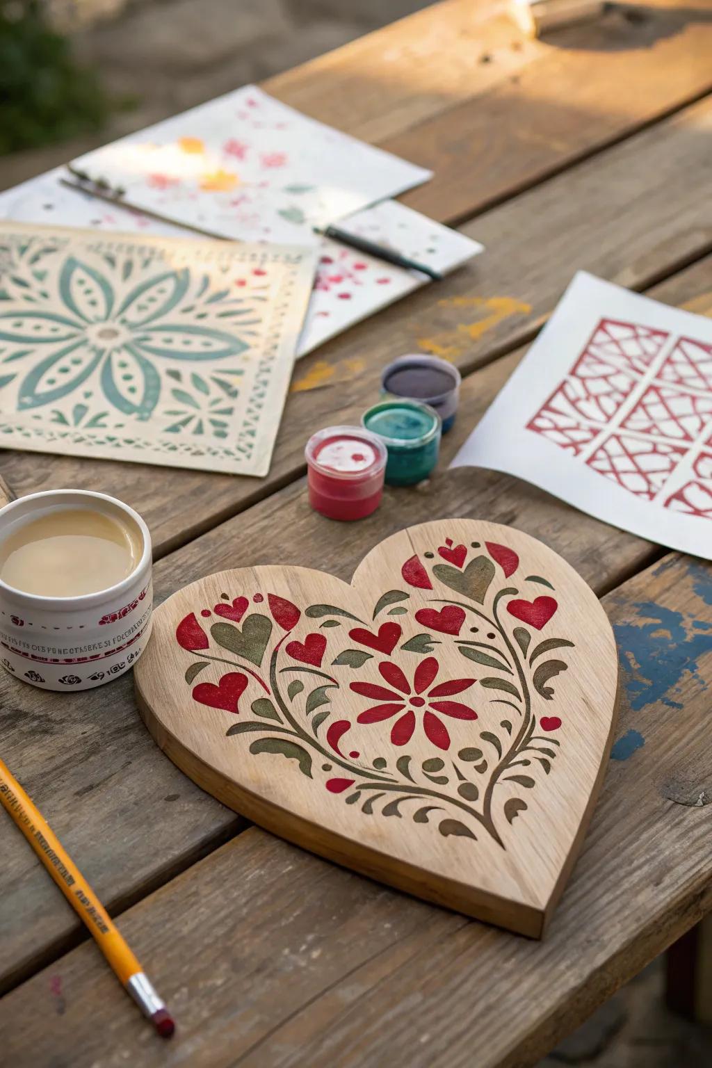 Stencil art hearts offer detailed designs with minimal effort.