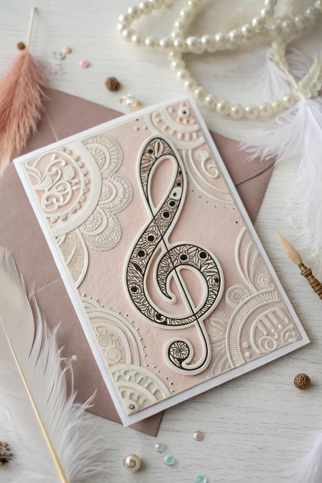 Let your birthday wishes sing with this beautifully crafted Zentangle music note card.