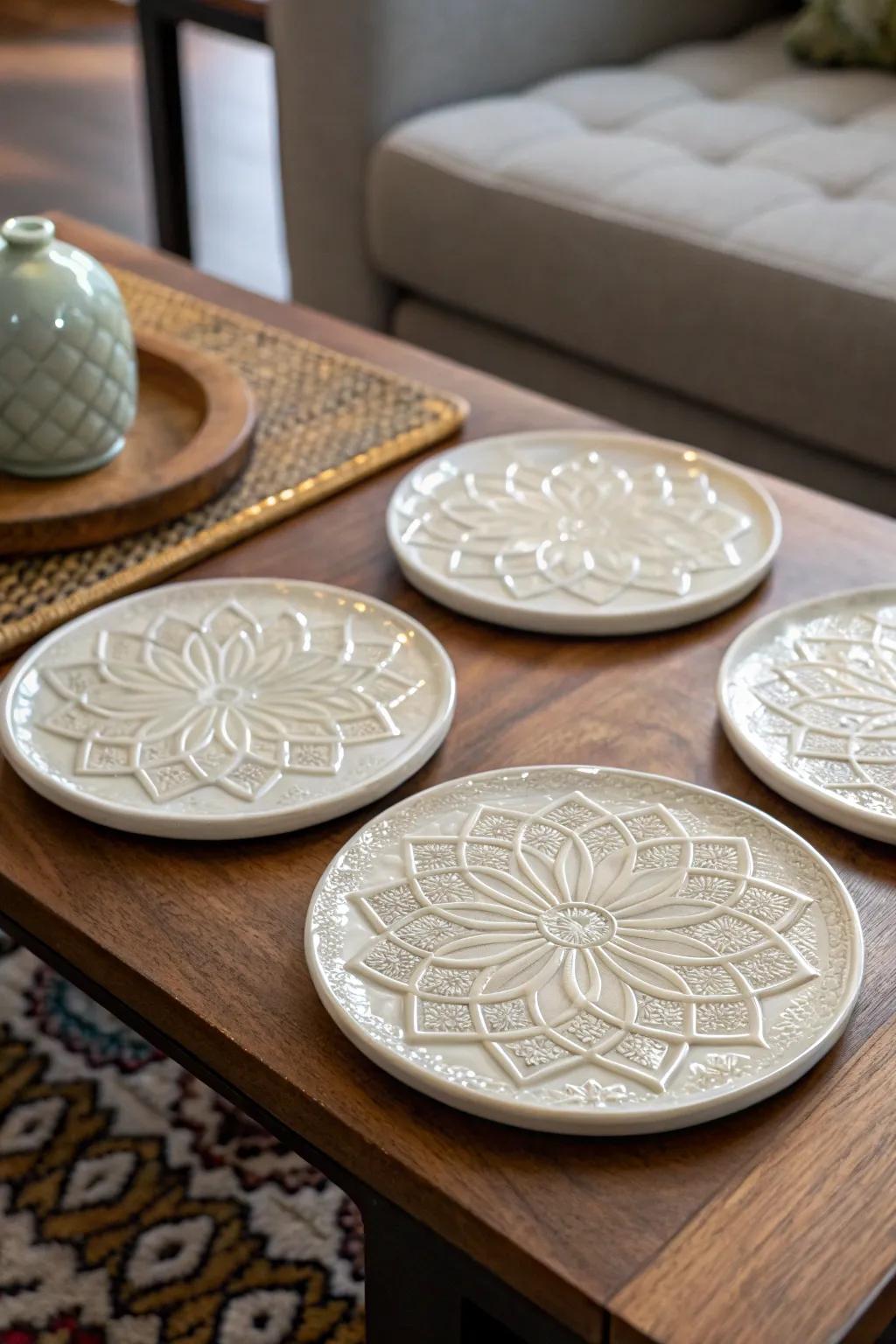 Blend function and style with a porcelain coaster set.