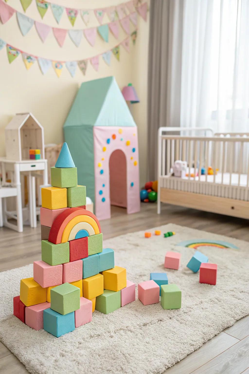 Build safely and creatively with colorful foam building sets.