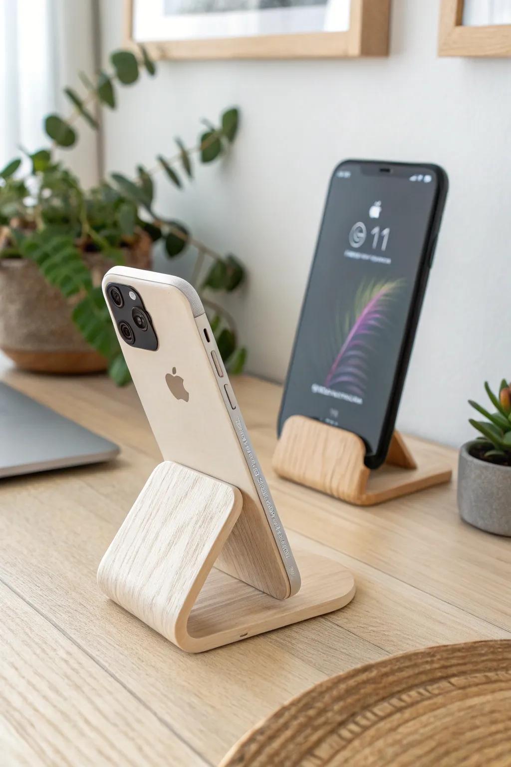 Elevate Mom's desk with a minimalist 3D printed phone stand that combines style and functionality.