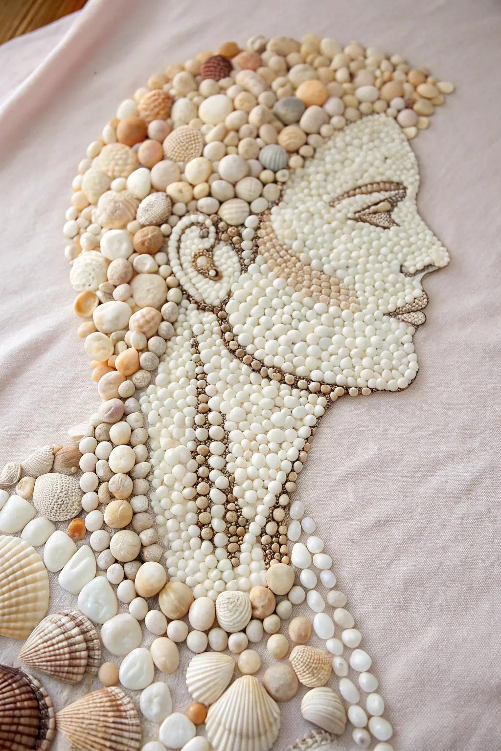 Embrace the ocean's artistry with a stunning shell portrait—where every shell tells your story.