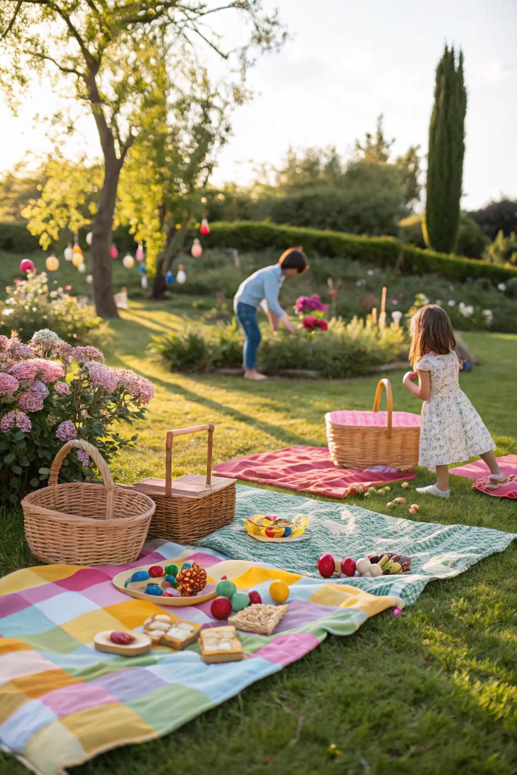 A delightful garden picnic perfect for a sunny day celebration.