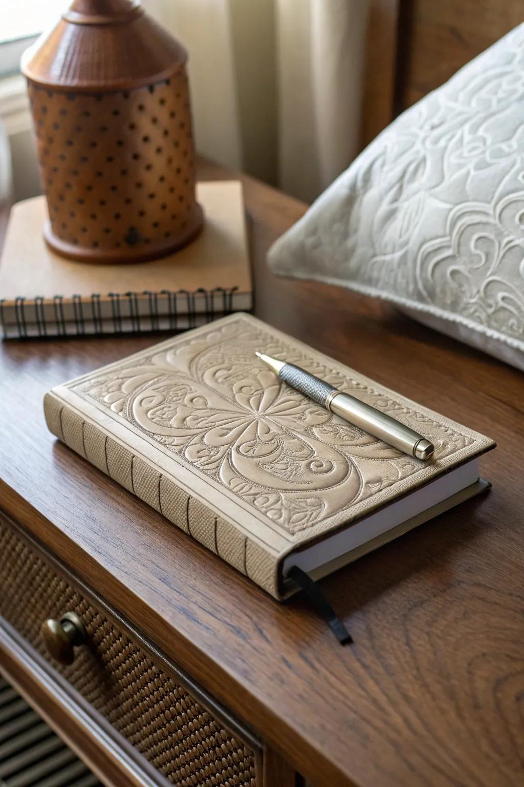 Capture your thoughts with a personalized journal.