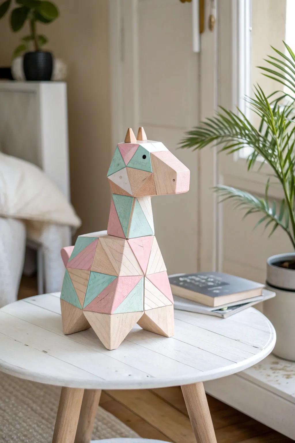 Discover the beauty of geometry in nature with this enchanting geometric creature sculpture. A perfect blend of simplicity, craftsmanship, and natural allure.