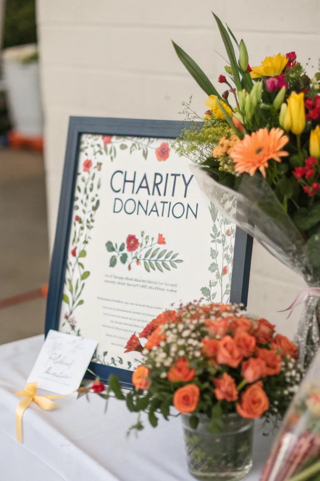 A charity donation certificate honoring a lifetime of generosity.