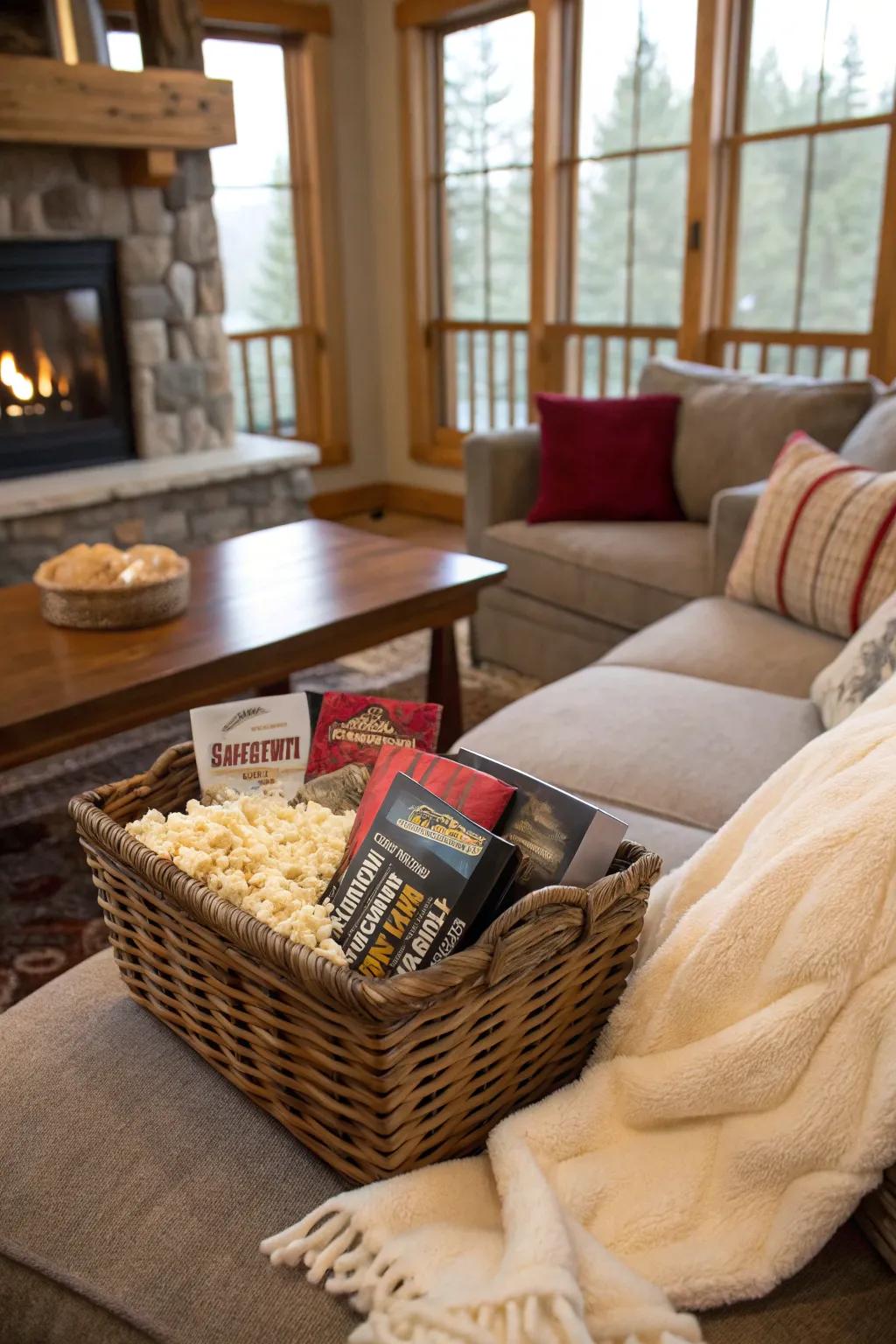 Enjoy a cozy classic movie night with this delightful basket.