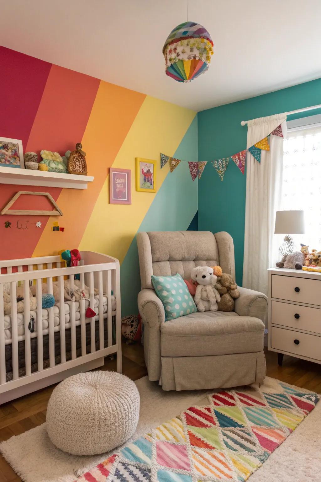 A pop of color brings life and energy to a nursery.