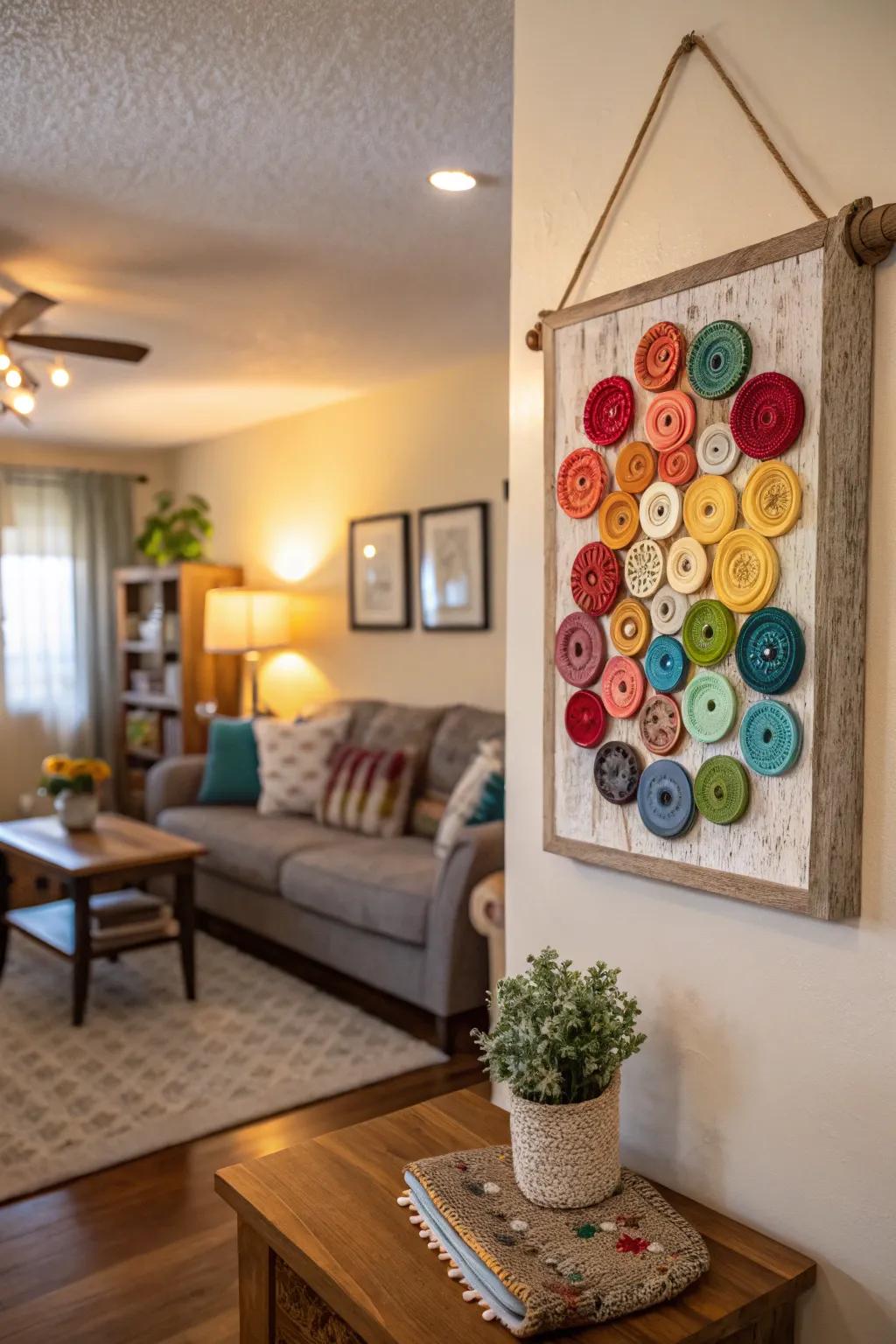 Brighten up any space with button art.