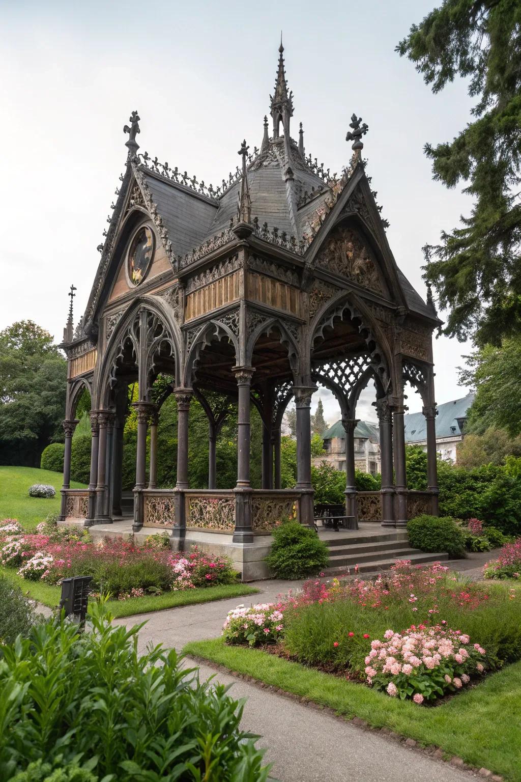 Add dramatic flair with a Gothic pavilion.