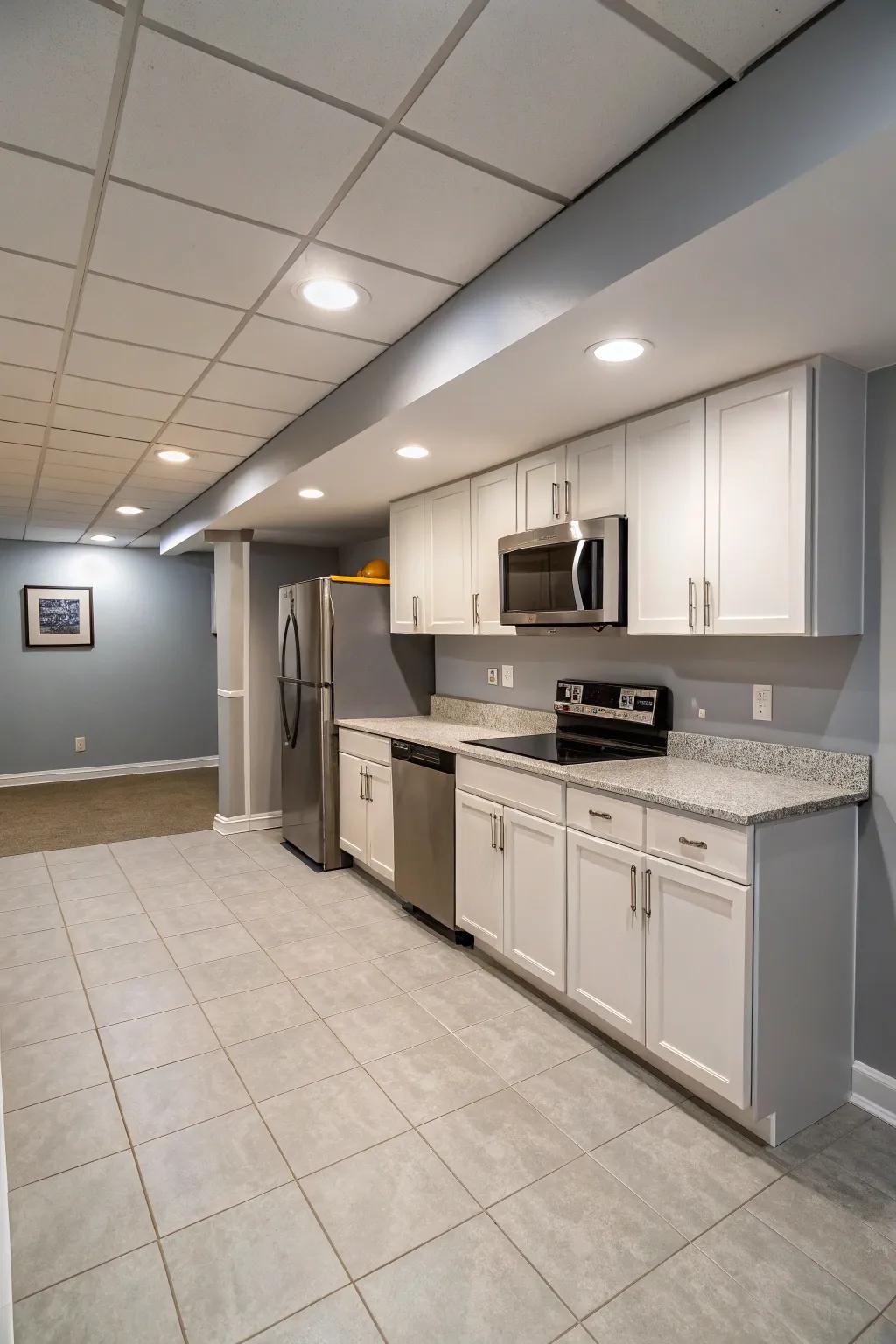 Skipping upper cabinets opens up the space for a more minimalistic look.