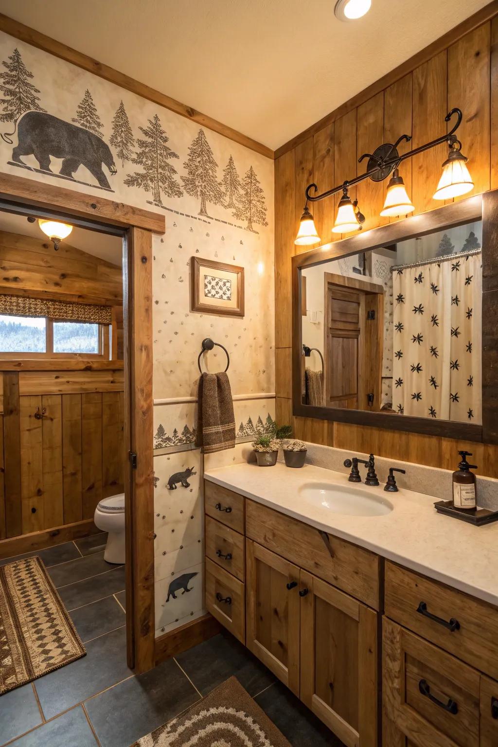 Rustic decals add warmth and charm to your bathroom.