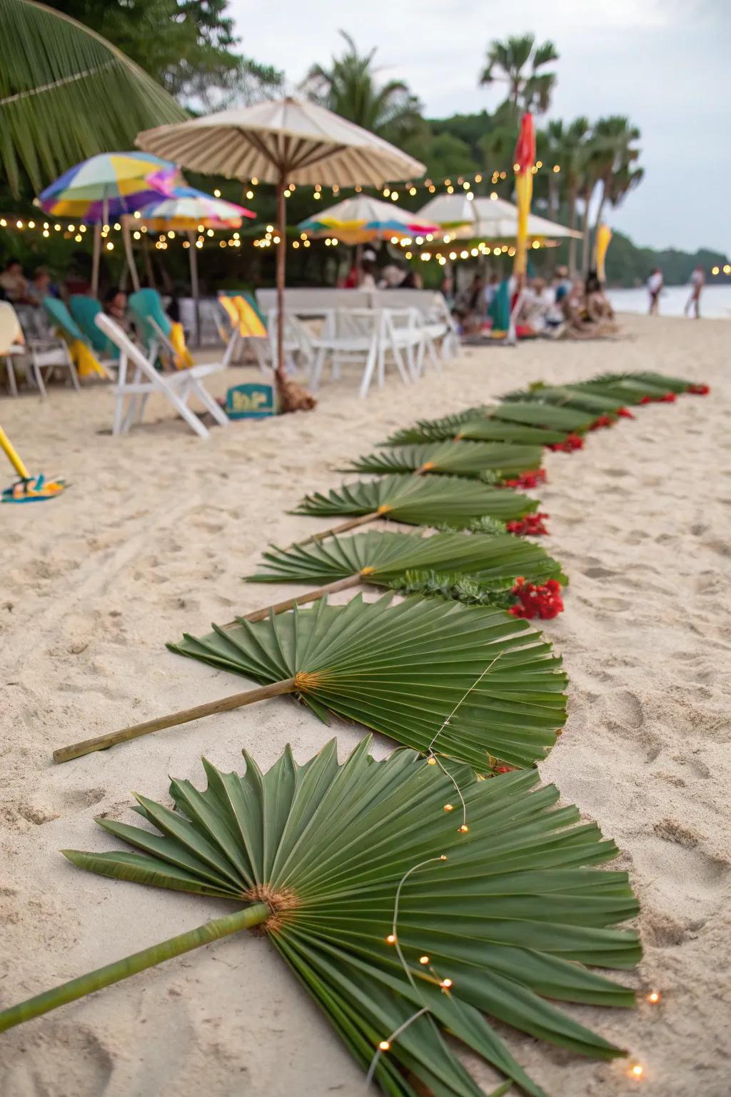 Handcrafted palm leaf fans offering a practical touch.