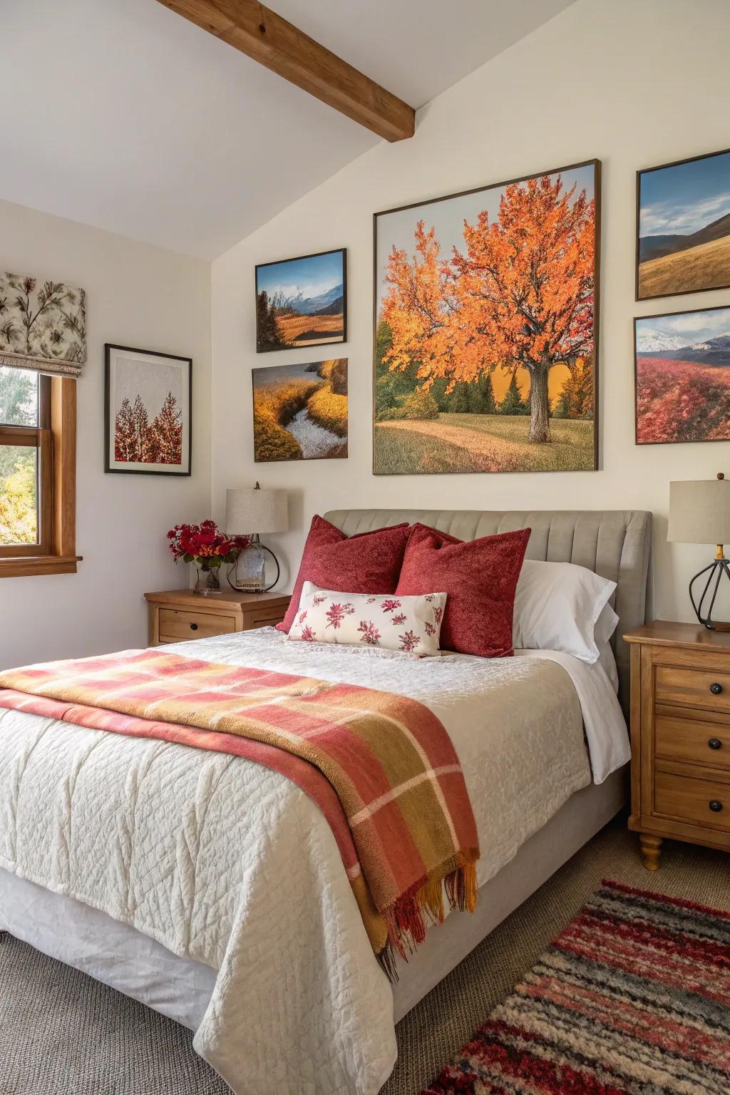 Seasonal art swaps keep your bedroom decor fresh and dynamic.