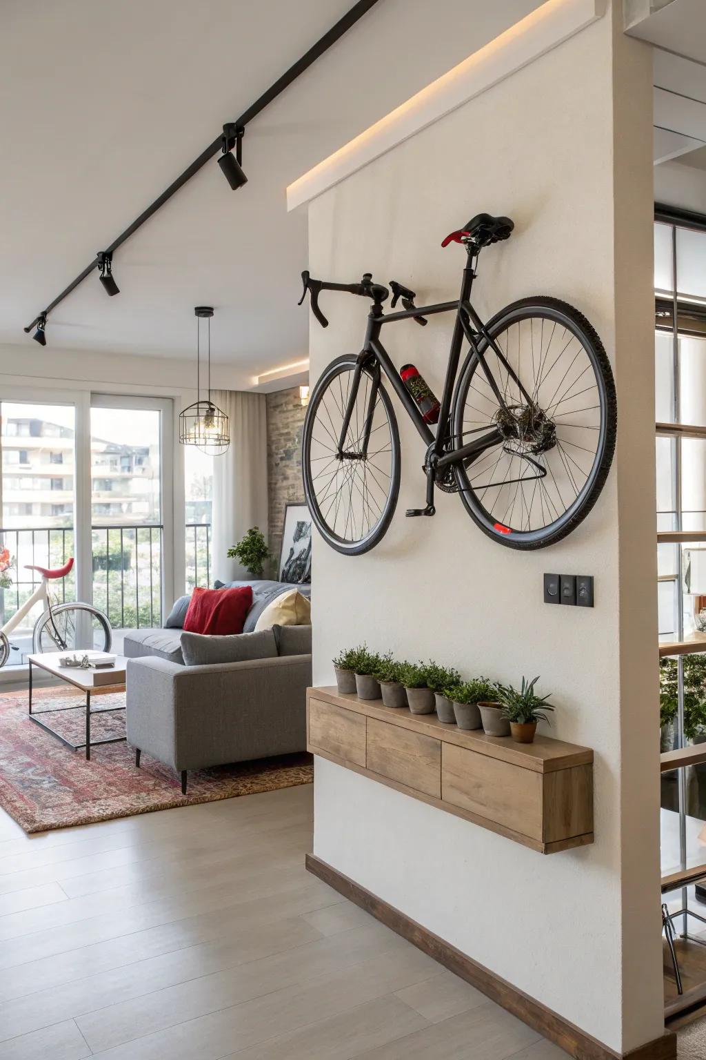 Showcase your bike as a piece of art with a wall-mounted rack.