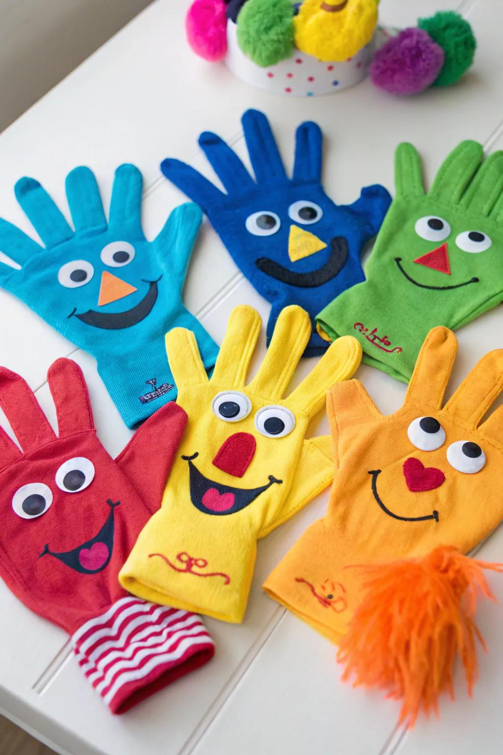 Whimsical handprint puppets sparking joy and creativity in storytelling.