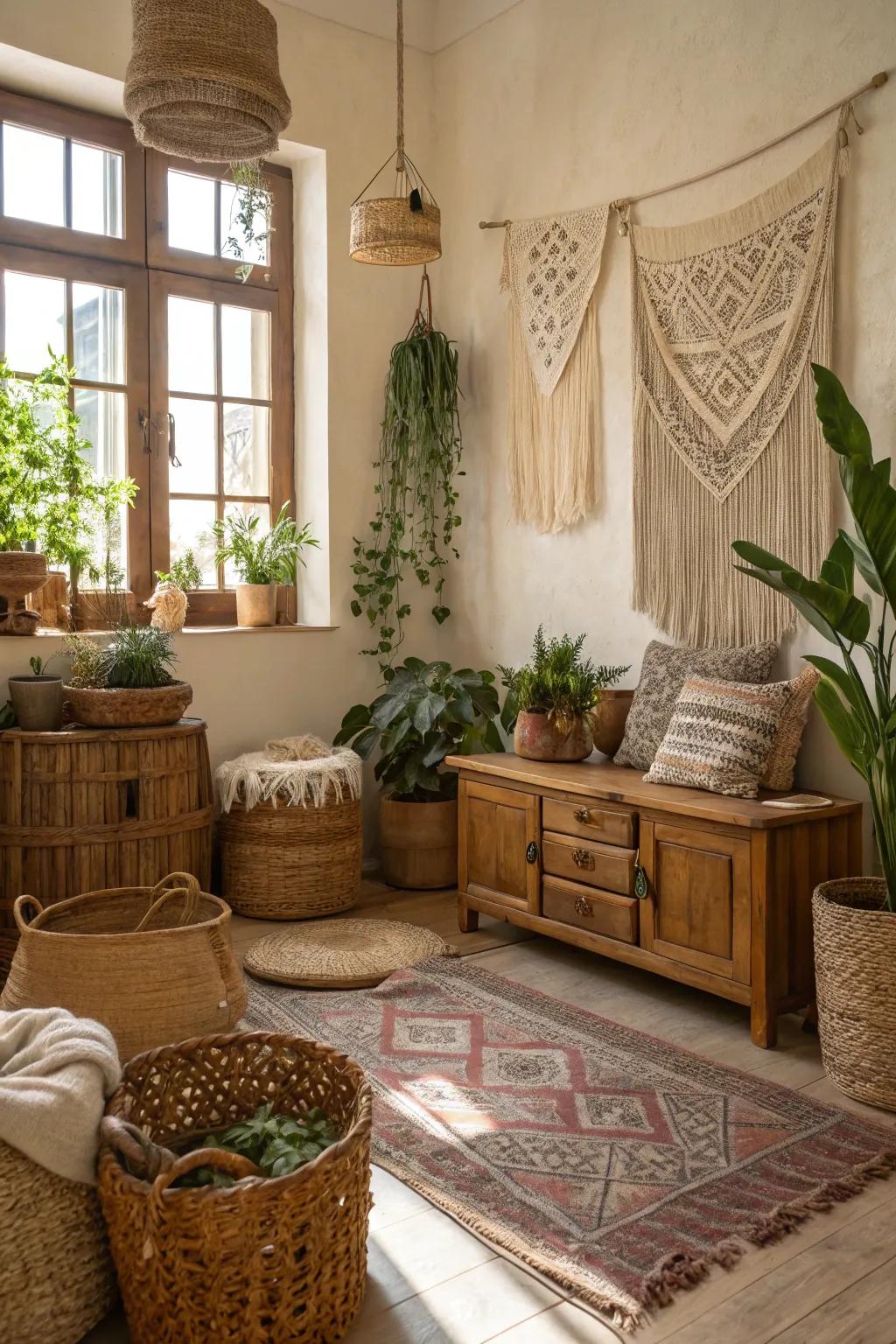 Earthy color palettes create warmth and grounding in boho decor.