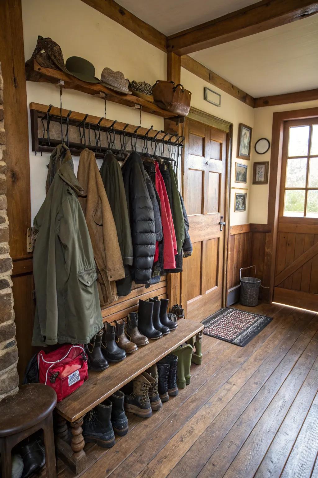 A drying rack adds practicality and keeps the area tidy.