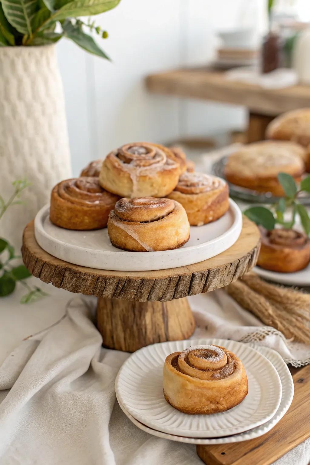 Indulge in the warmth of a freshly baked cinnamon roll, where simplicity meets elegance.