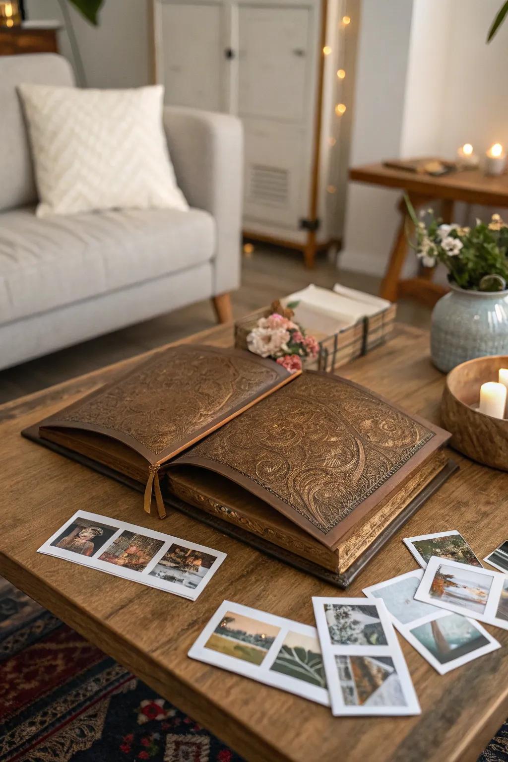 Cherish your memories with a beautiful bronze album.