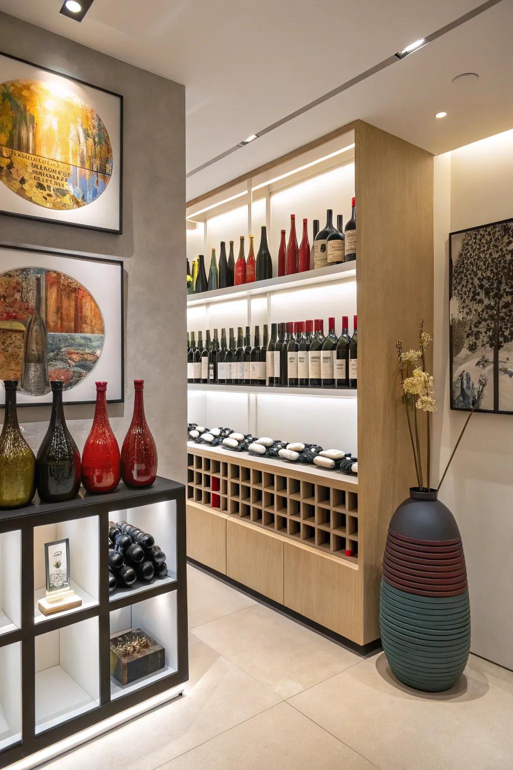 An artistic display that turns wine storage into a visual delight.