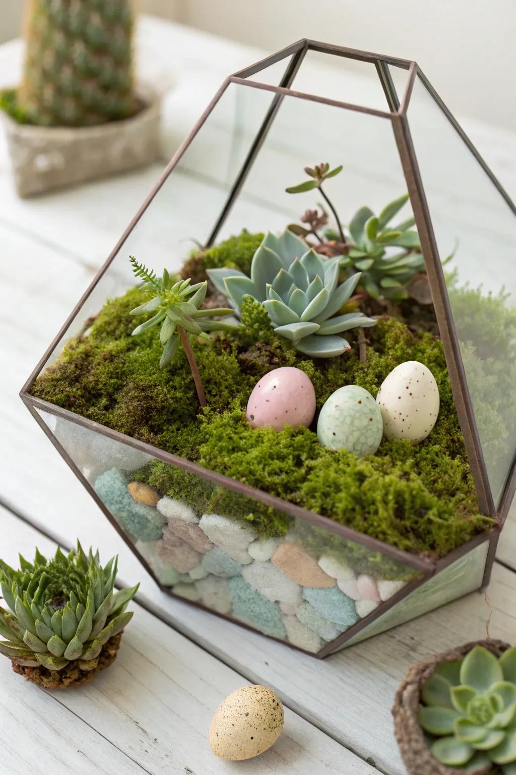 Elevate your terrarium with enchanting cabochon accents for a touch of whimsical elegance.