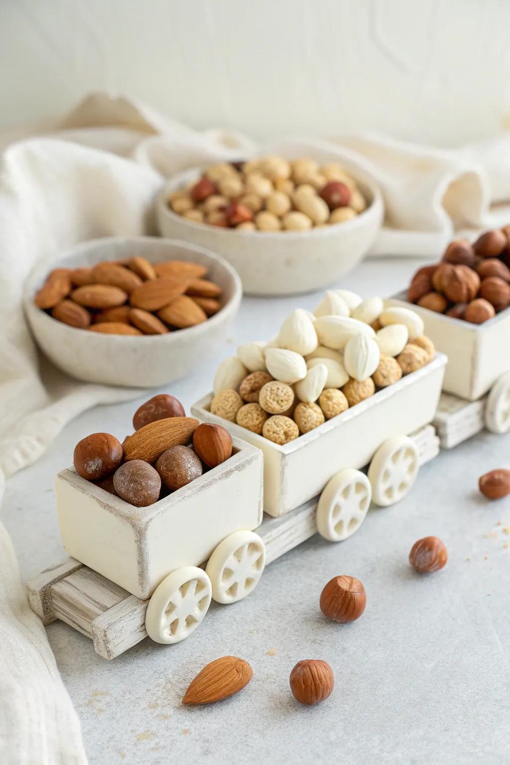 All aboard the Nutty Train! A sweet journey with almonds and hazelnuts.