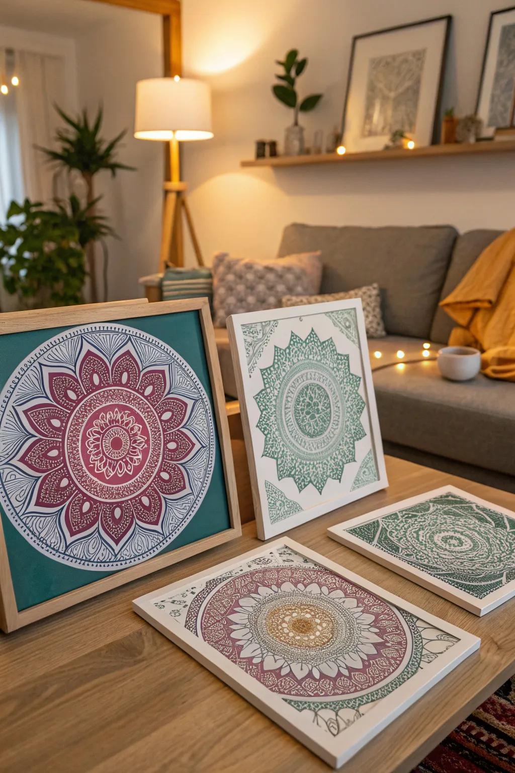 Find peace and balance with mandala paintings.