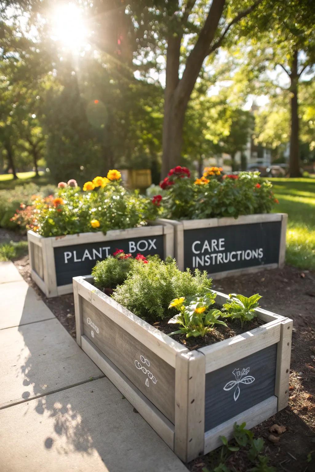 Chalkboard labels make planter boxes both stylish and informative.