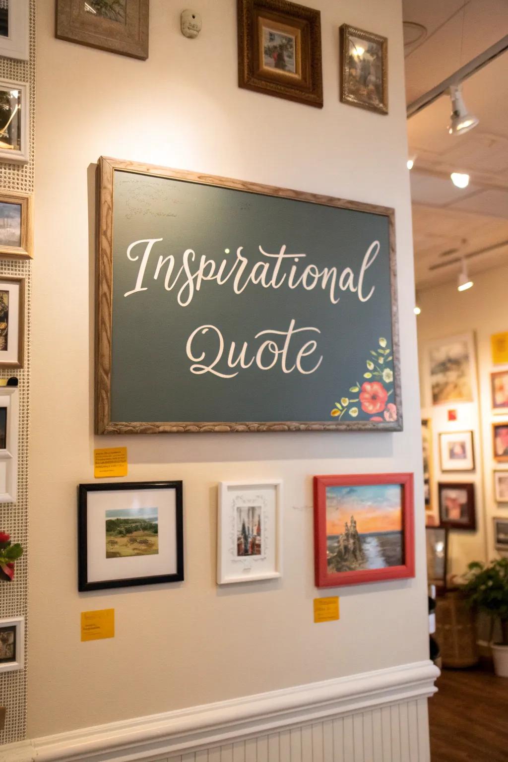 Inspire positivity with framed quotes.