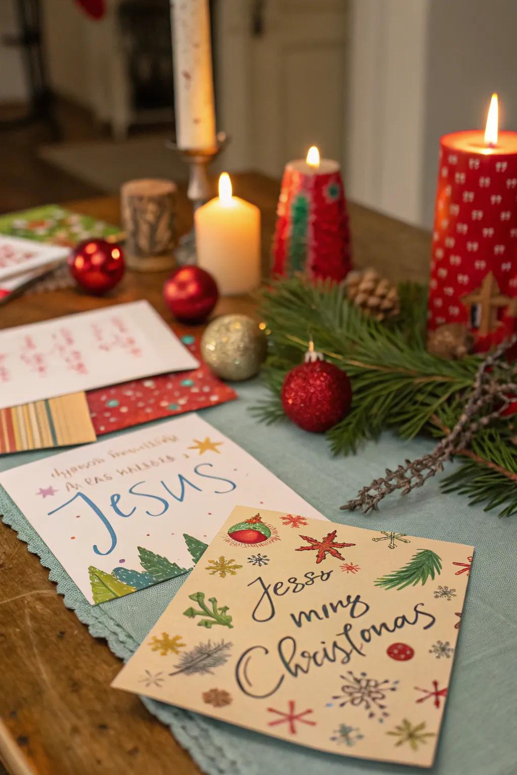 Writing cards to Jesus emphasizes gratitude and reflection.