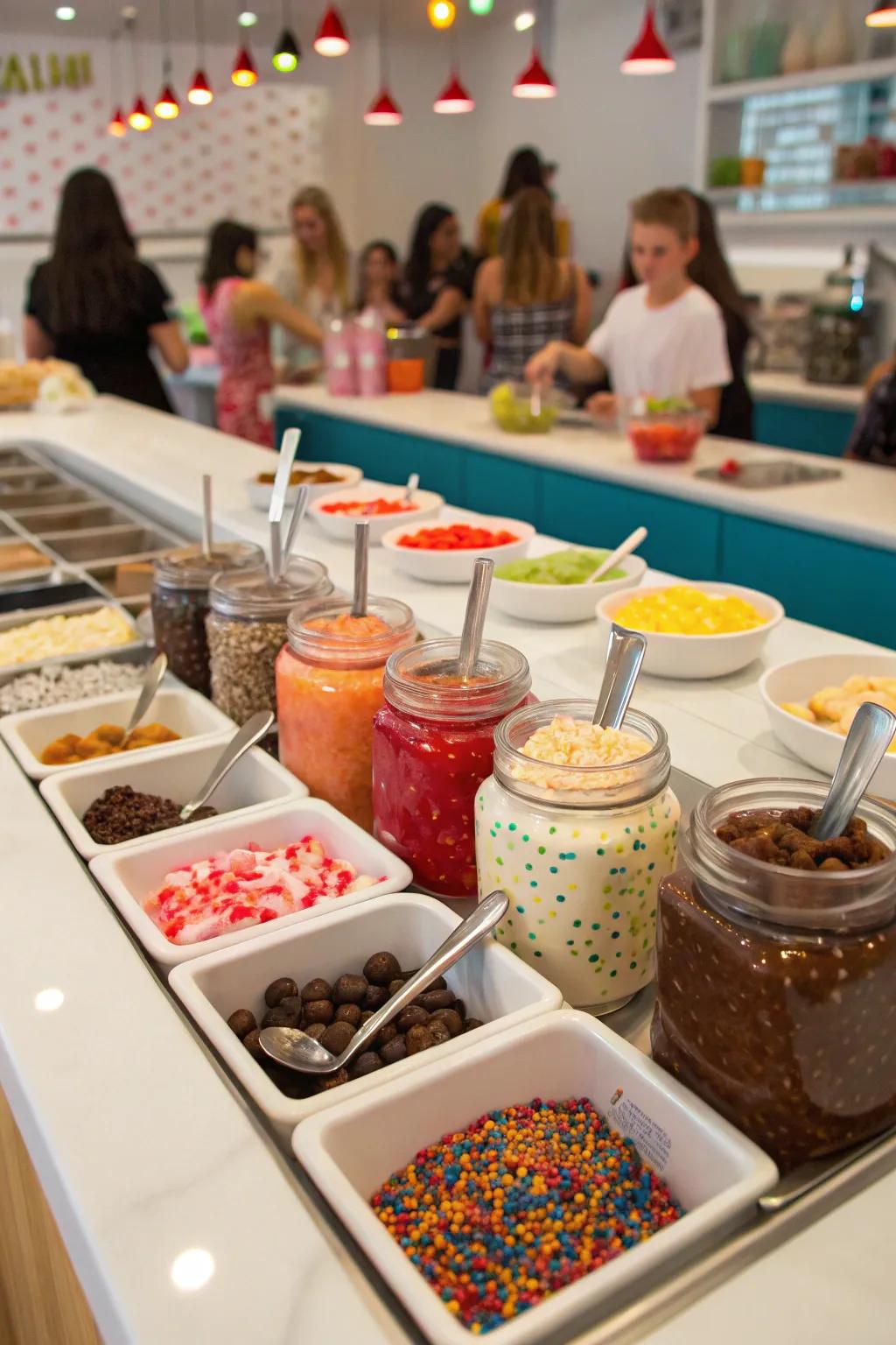 A dessert bar offers a fun and engaging end to your meal.