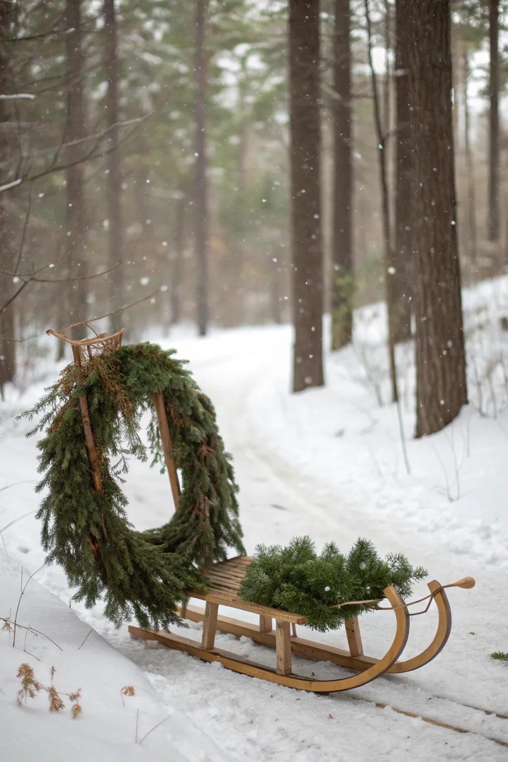 A grapevine wreath adds rustic charm.