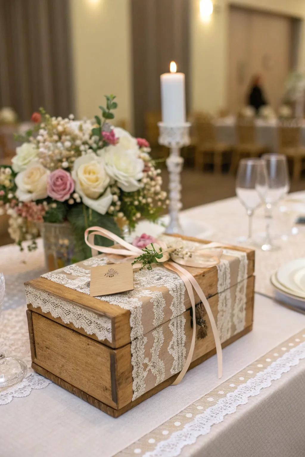 An elegant wedding favor box from a cigar box adds a personal touch to your celebration.