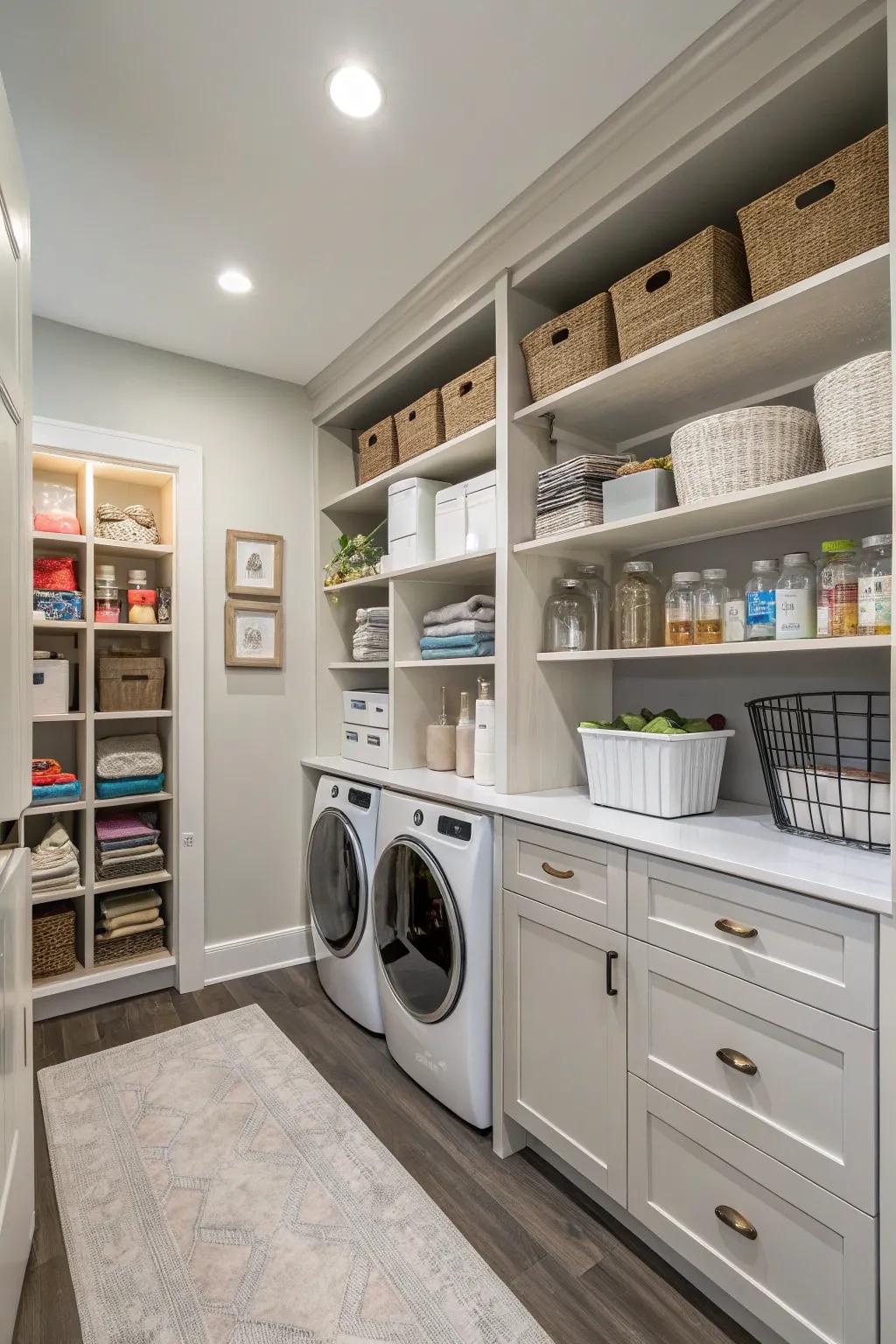 Accessible storage solutions ensure a well-organized space.