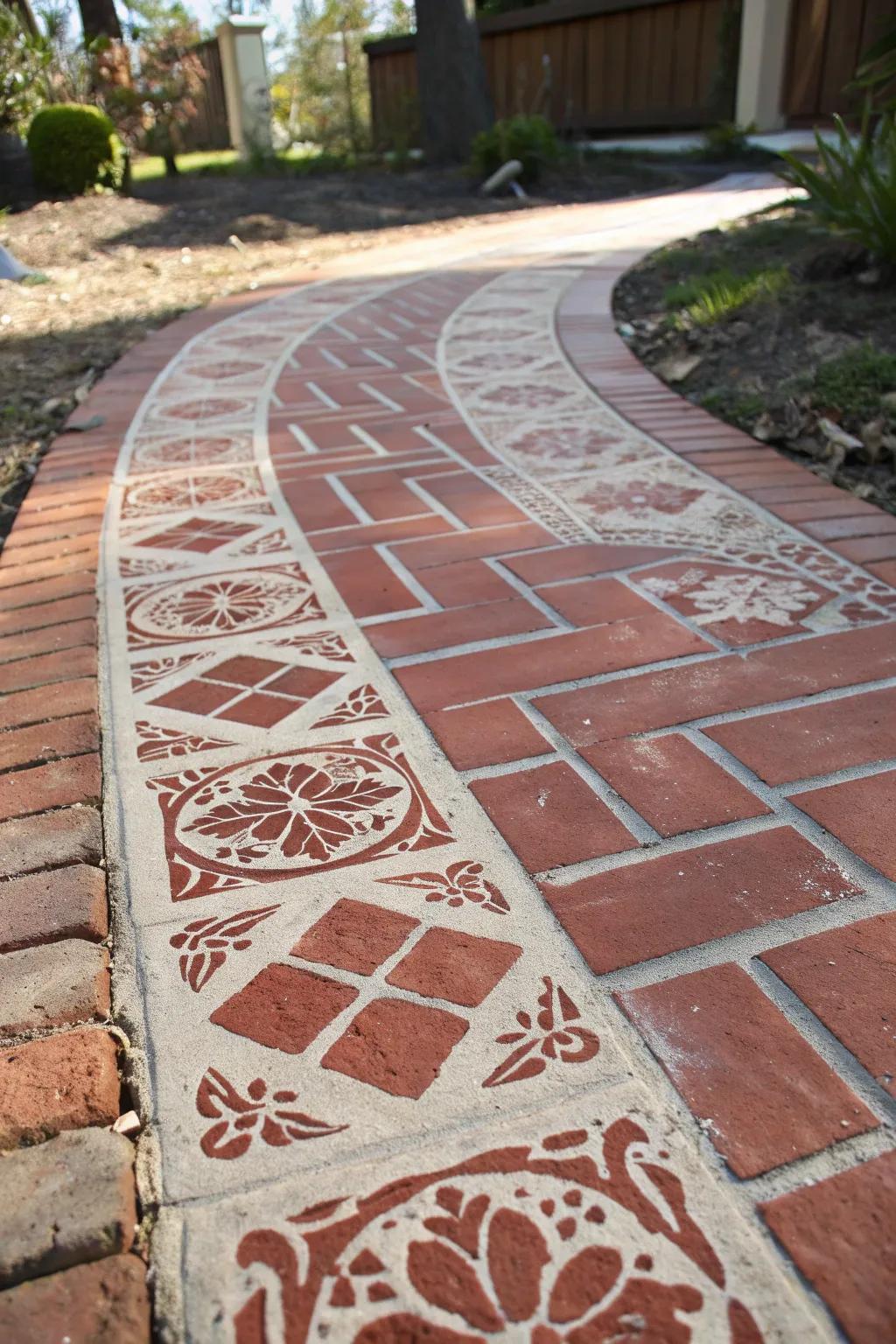 Transform your outdoor space with the timeless allure of a faux brick pathway.