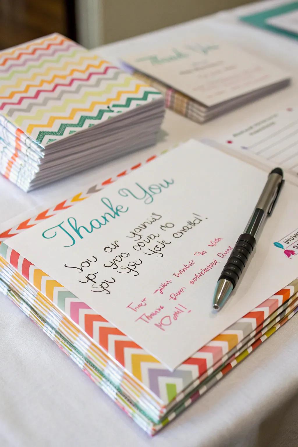 Express gratitude with handwritten thank you notes.