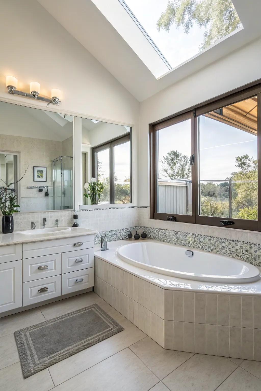 Mirrors can make your bathroom feel brighter and more spacious.