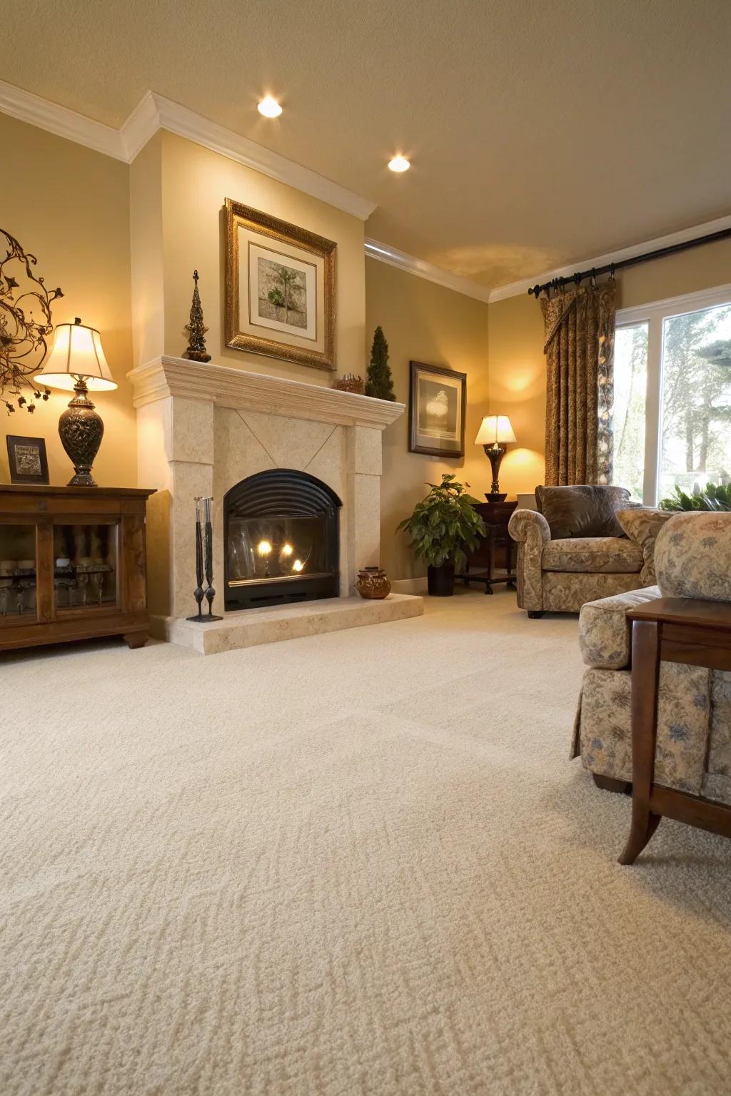 Highlighting architectural features adds depth and character to a cream carpeted room.