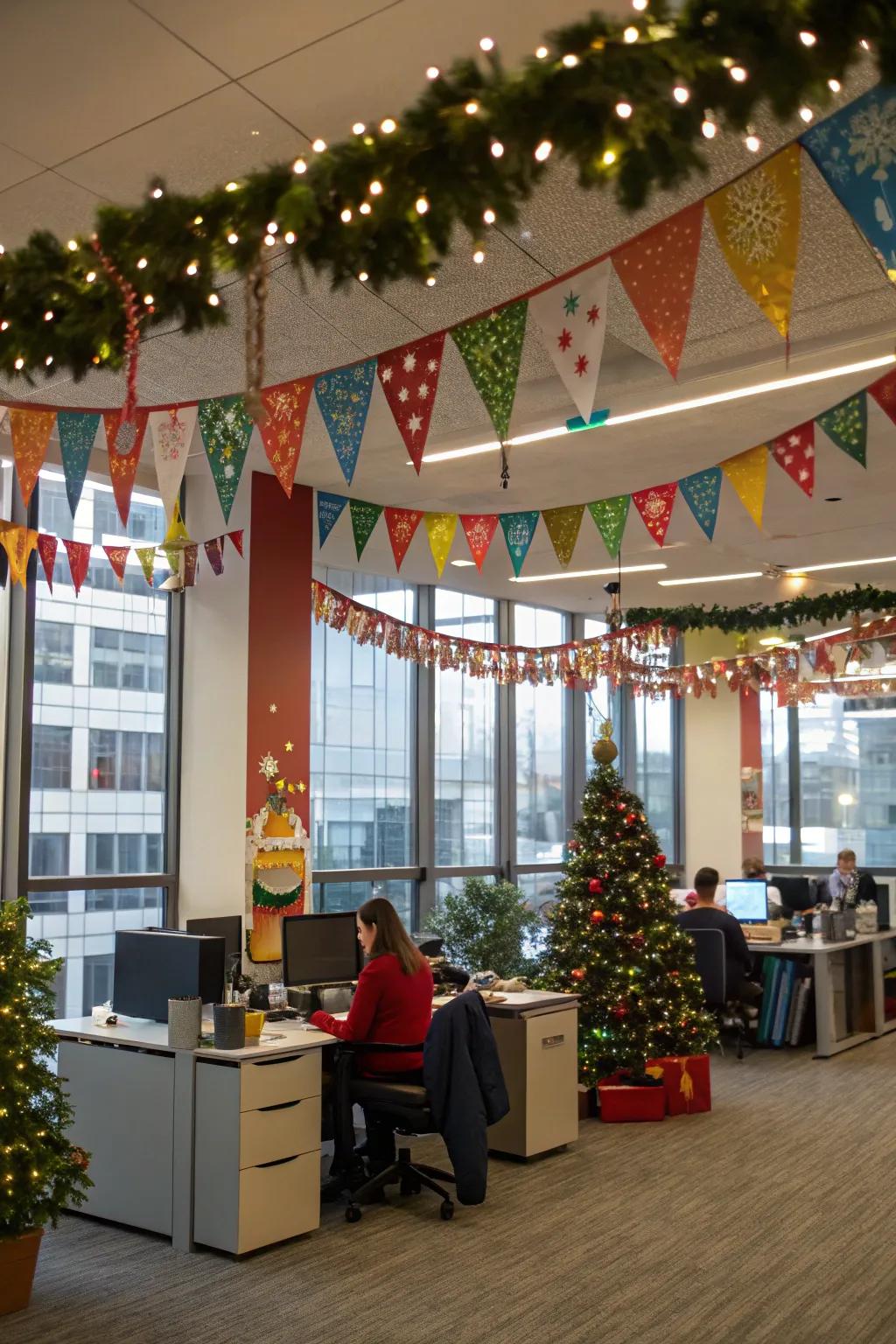 Christmas banners add charm and holiday spirit to your office decor.