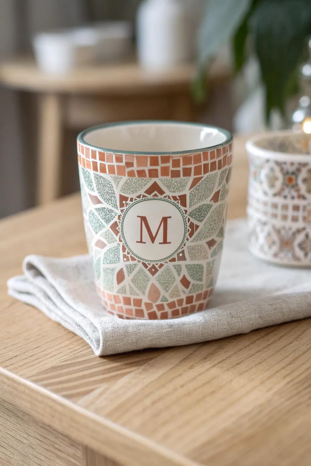 Embrace elegance and simplicity with a monogram mosaic masterpiece.