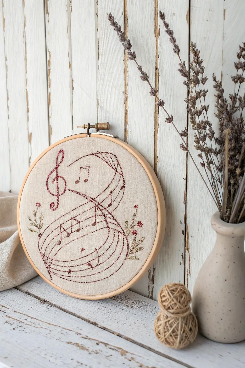 Add a harmonious touch to your home with custom musical note embroidery, perfect for showcasing your love for music.