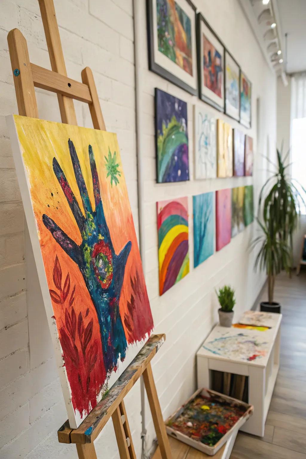 Finger painting brings a playful and expressive touch to your art collection.