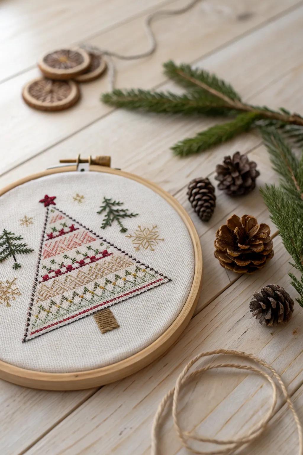 Embrace the festive spirit with minimalist cross stitch wonders. 🎄✨